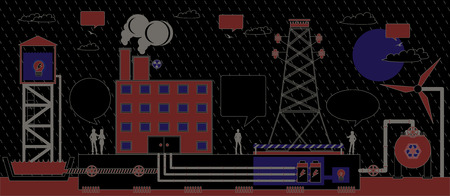 Electric power industry with the black background のイラスト素材
