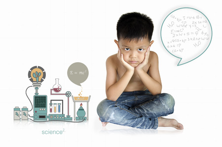 Children with a science experiment with a white background  の写真素材