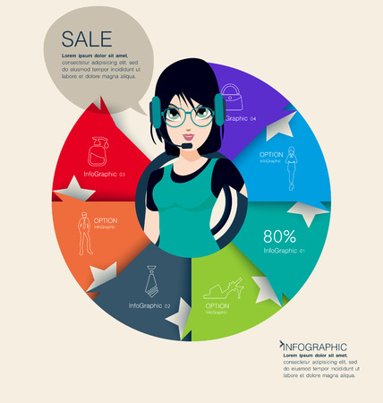 Call center woman with fashion Graphic data.のイラスト素材
