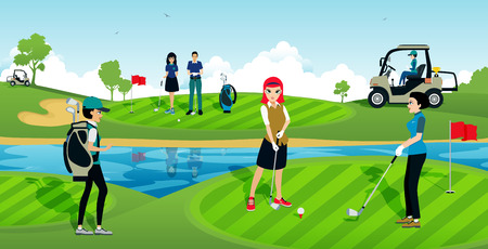 The golf tournament with athletes in the sport.のイラスト素材