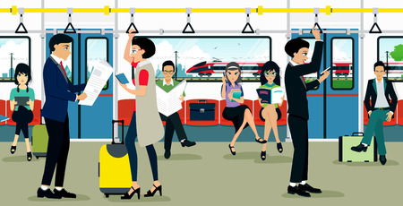 Image with the public to use the metro to travel.のイラスト素材