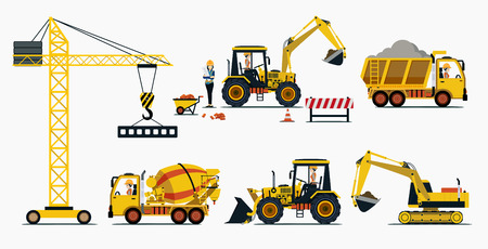 Vehicle construction and equipment used in construction.のイラスト素材