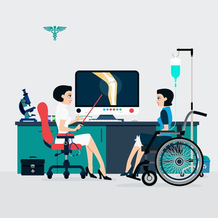 Medicine shows that patients with bone fractures to understand.のイラスト素材