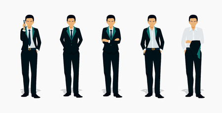 Working man in a suit with a gray background.のイラスト素材