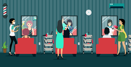 Hairdresser woman made to customers in the Beauty Salon.のイラスト素材