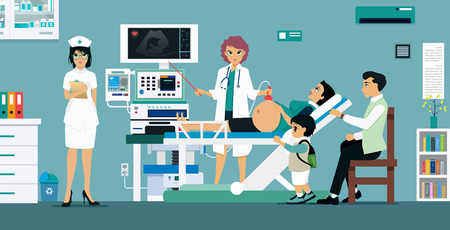 Doctor Ultra Sound pregnant women for the safety of the unborn child.のイラスト素材