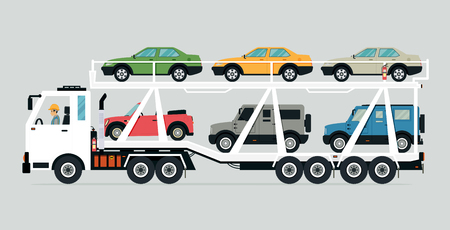 Truck transport vehicle with a gray background.のイラスト素材