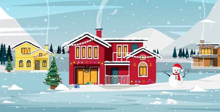 The house is decorated with lights to celebrate Christmas.のイラスト素材