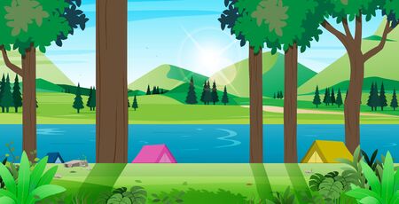 Place for camping tent resting landscape nature.のイラスト素材
