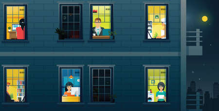 The new generation uses computers for work and communication.のイラスト素材
