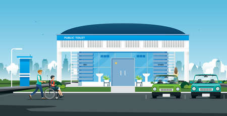 Public toilets used by citizens and disabled people.のイラスト素材
