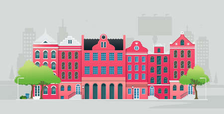 Old buildings in the city with gray background.のイラスト素材