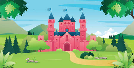 A castle on a hill with the sky in the background.のイラスト素材