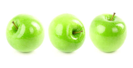 Organic green apple on a white background.の写真素材