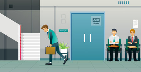 The employee walked away disappointed after the job interview.のイラスト素材