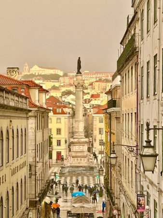 View of the historic center of Lisbon, Portugal.の写真素材