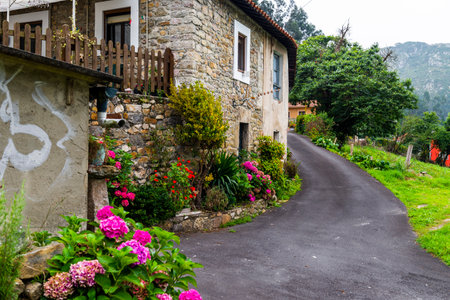 Santianes, a town in Asturias, Spain. High quality photoの写真素材