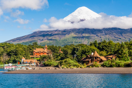 Sailing Lake Todos los Santos, from Petrohue port - Chile - Andean Crossing. High quality photoの写真素材