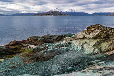 Bahia Ensenada Zaratiegui, Tierra del Fuego National Park, Patagonia, Argentina. High quality photoの写真素材