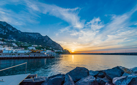 the wonderful island of Capri, amalfi coast, bay of naples, italy. High quality photoの写真素材