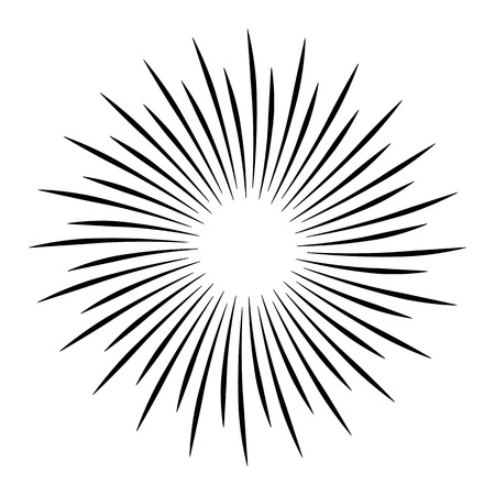 Sun rays on a white background, line drawing - Stock Vector illustrationのイラスト素材