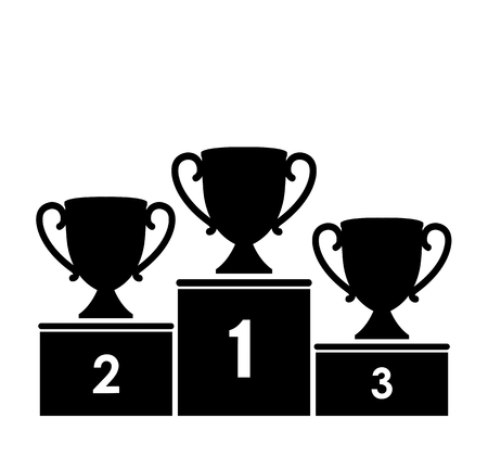 Trophy Cup on prize podium. - stock vector.のイラスト素材
