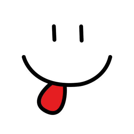 Smiley icon with red tongue. flat style trend smile logo design vector illustration - stock vectorのイラスト素材