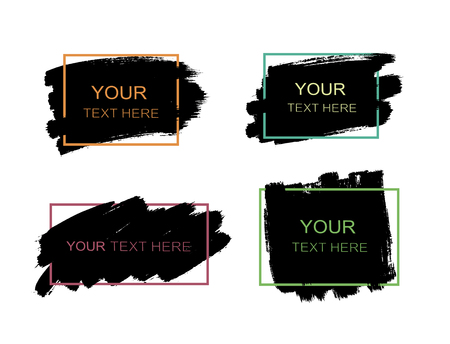 Grunge set of black paint, ink brush strokes, brushes, lines. Dirty artistic design elements, frames for text stock vector.のイラスト素材