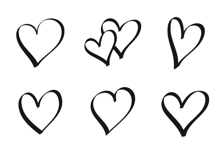 Set of hand drawn hearts - stock vector.のイラスト素材