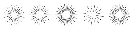 Sunburst set isolated on white background. Sunburst black color. Flat style - stock vector.のイラスト素材