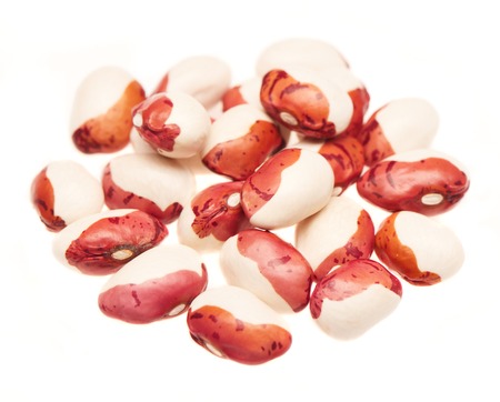 Pile of raw organic beans isolated on the white backgroundの写真素材