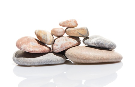 Japanese zen stone garden isolated on white backgroundの写真素材