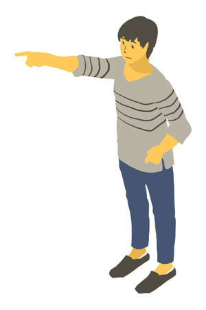 Vector illustration of a neutral person pointing to by isometric projectionのイラスト素材