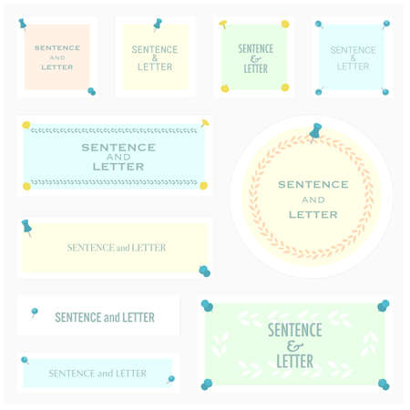 Set of graphic parts posting notes with pushpins and pins Vector illustrationのイラスト素材