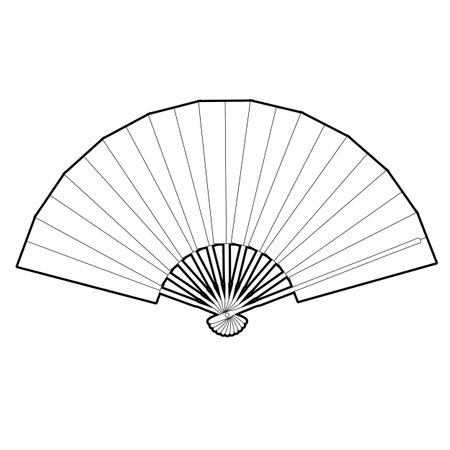 Simple line drawing vector illustration of traditional Japanese fanのイラスト素材