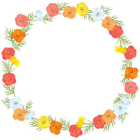 Frame with poppy border (repeatable vertically) vector illustrationのイラスト素材