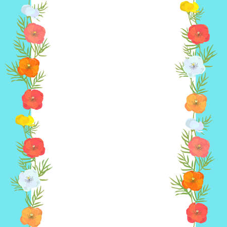Frame with poppy border (repeatable vertically) vector illustrationのイラスト素材
