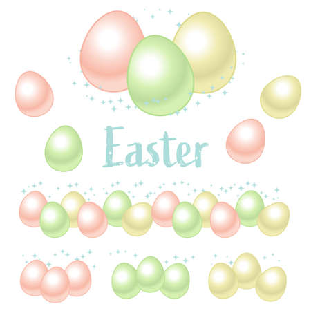 Spring-colored pastel colored Easter egg vector illustration material setのイラスト素材