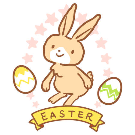 Easter bunny and star frame vector illustrationのイラスト素材
