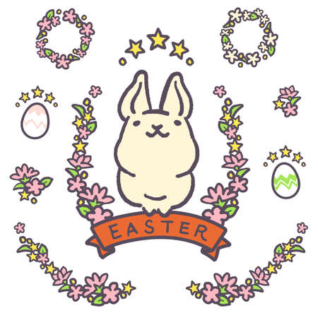 Easter loose rabbit and egg vector illustration Materialのイラスト素材