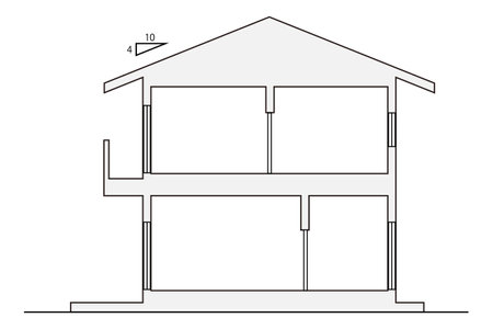 Frontal cross section of japanese detached house Vector illustration of hullのイラスト素材