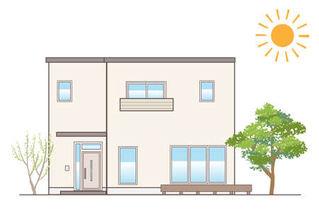 Imaginary detached house Simple single house illustration Land roofのイラスト素材