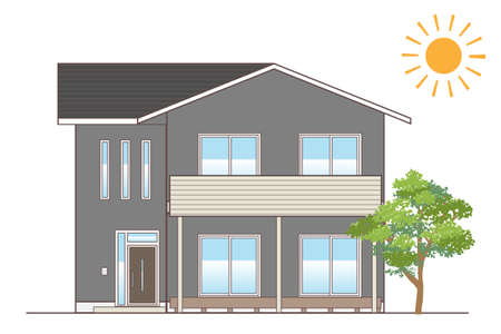 Fictional detached house Simple house illustration gable roofの素材 [FY310184417929]