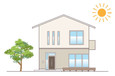 Fictional detached house Simple house illustration gable roofのイラスト素材