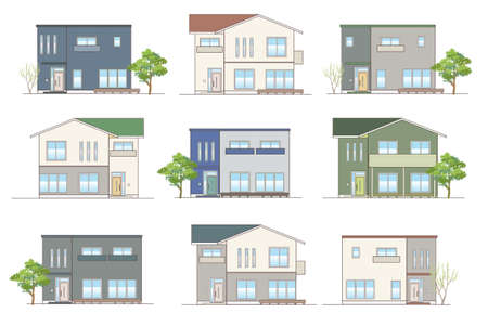 Modern House Variation Set Vector Illustrationの素材 [FY310184417934]