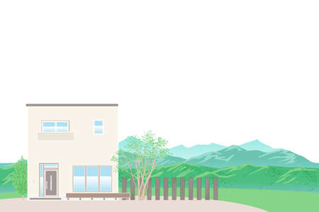 Land roof house on a hill with a good view Vector illustrationのイラスト素材