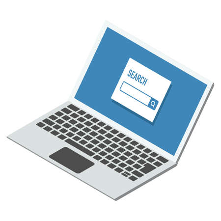 Laptop isometric vector illustration showing search screenのイラスト素材
