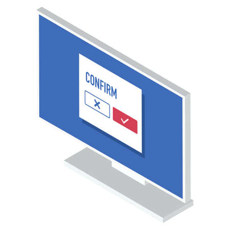 Monitor vector illustration displaying isometric confirmation screenのイラスト素材