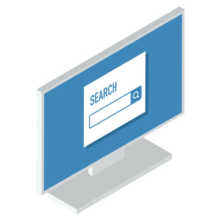 Monitor vector illustration displaying isometric search screenのイラスト素材