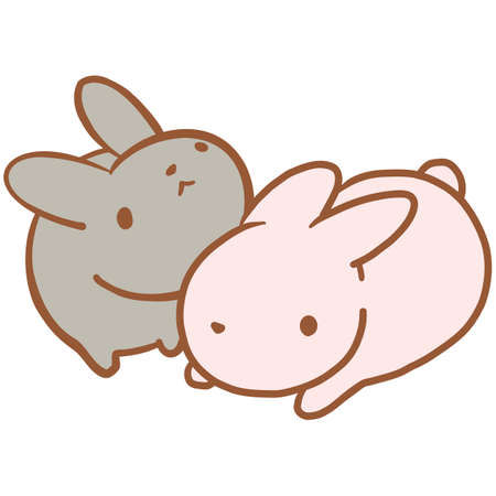 Cute rabbit with loose touch is more than two vector illustration cutのイラスト素材
